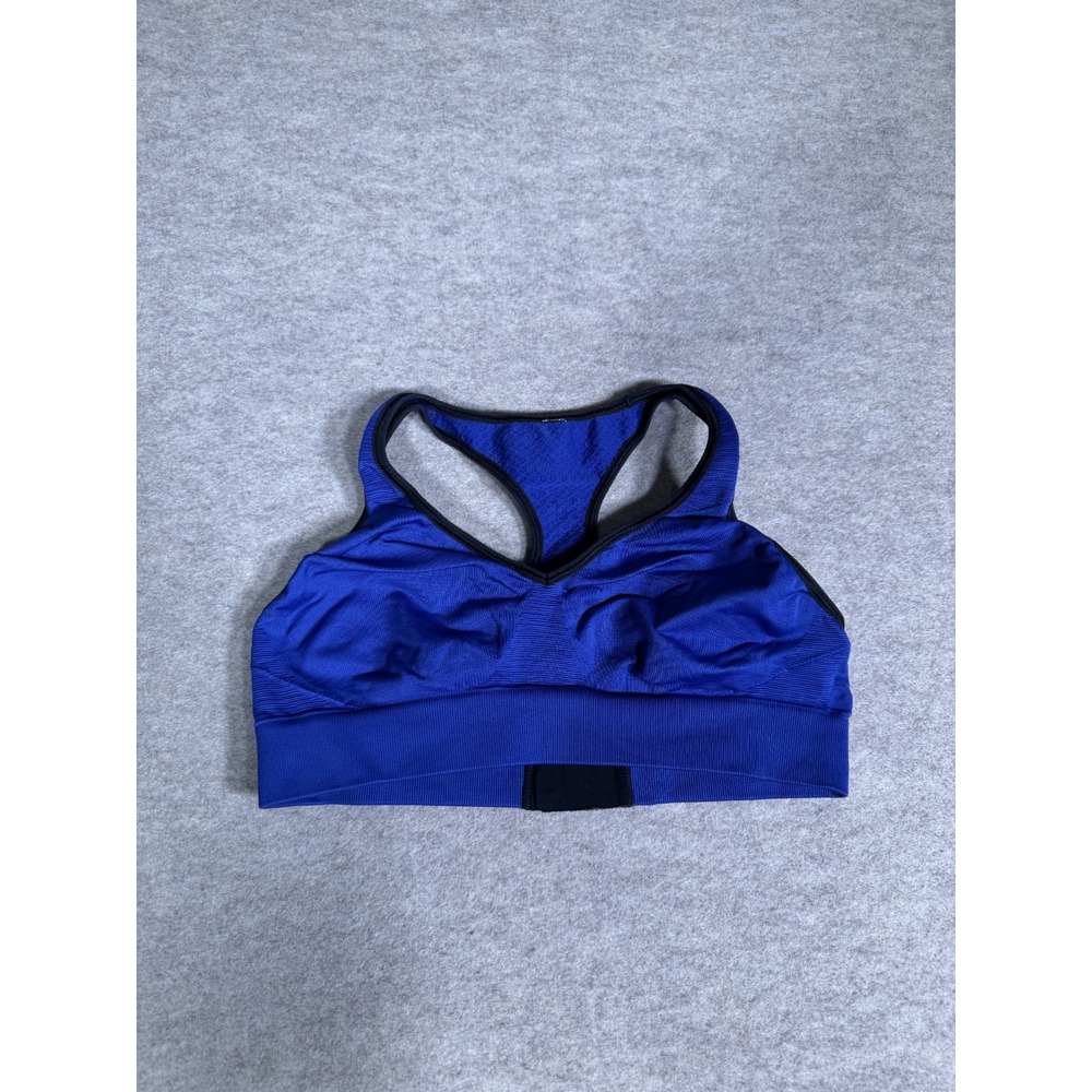 Lululemon Go Steady Bra Women Sapphire Blue Seamless V Neck Keyhole Back Workout